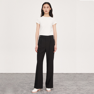 COMME MOI吕燕设计师早春基础款罗纹百搭休闲紧身T恤打底上衣女