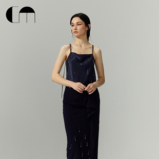 吊带背心 女装 COMME MOI吕燕设计师早春手工钉珠一字荡领时尚
