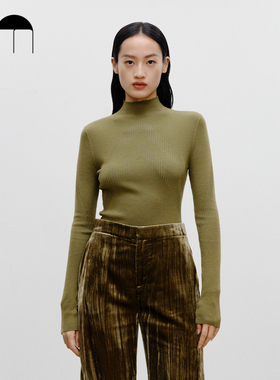 COMME MOI吕燕设计师早春女装弹力修身半高领羊毛打底衫