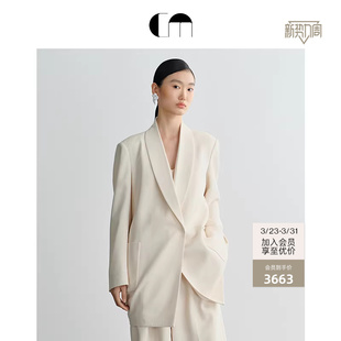 复古宽松青果领茧型西装 COMME MOI吕燕设计师早春女装