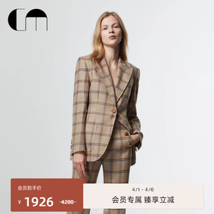 西装 外套 MOI吕燕设计师春夏女士复古格纹单排扣羊毛修身 COMME