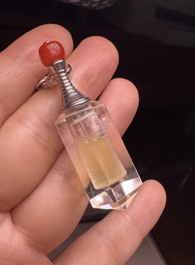 原创设计天然白水晶精油瓶南红S925银项链增容款0.8ML