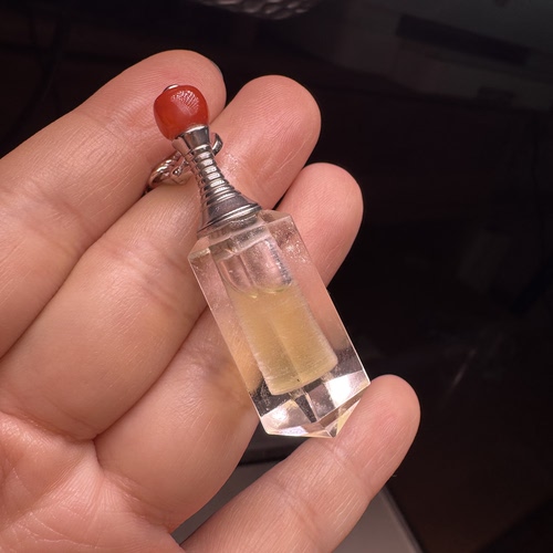 原创设计天然白水晶精油瓶南红S925银项链增容款0.8ML