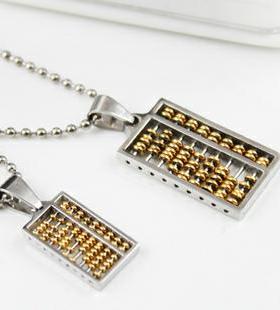 钛钢招财算盘项链男女轻奢小众毛衣链ins简约学生中国民族风百搭