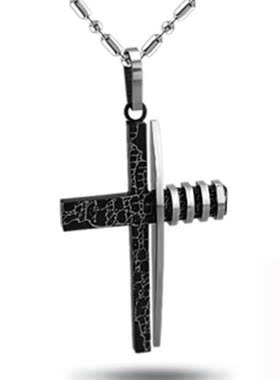 十字架项链男士潮嘻哈日系男生吊坠毛衣链配饰链子轻奢小众设计感