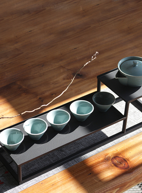日式组合铁艺茶棚茶艺展示架博古架茶具收纳架多宝阁功夫茶具配件