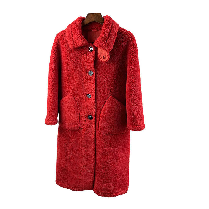 大码海宁全羊毛颗粒羊剪绒皮草