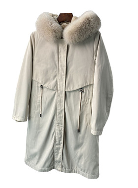 风衣狐狸派克服女冬新款皮毛一体獭兔毛皮草内胆可拆卸中长款k142