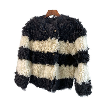 进口托斯卡纳羊毛皮毛一体皮草女