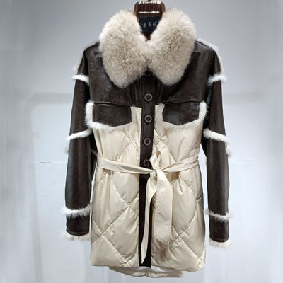 中长款修身皮毛一体羽绒服