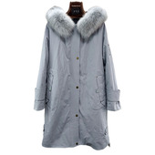 派克服女2025新款 獭兔毛内胆可拆卸年轻连帽狐狸毛中长皮草外套特