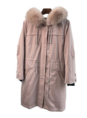 狐狸毛皮草派克服女冬中长款连帽
