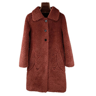 羊剪绒外套女中长款皮毛一体皮草2025年新款秋冬装颗粒绒羊毛大衣