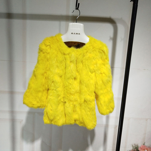 女皮草外套宝宝毛毛衣潮柔软上衣 中大童獭兔毛短款 儿童秋冬装 新款
