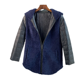 瑕疵处理美利奴原皮原毛羊毛皮毛一体真皮绵羊皮袖 连帽皮草外套女