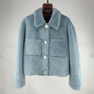 冬款小香风羊剪绒名媛进口羊毛一体女小个子皮草短款外套翻领特价