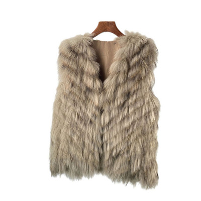 韩版复古毛车条皮草马甲外套女