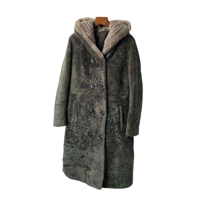 美利奴真毛羊毛皮毛一体皮草外套