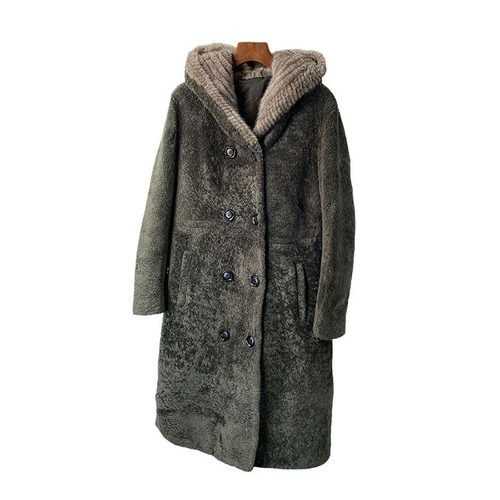 美利奴真毛羊毛皮毛一体皮草外套