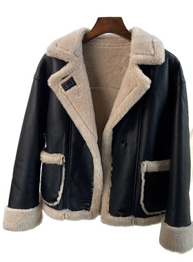 100%羊毛羊剪绒皮草外套短复合皮毛一体女冬装上衣内毛外皮特价清