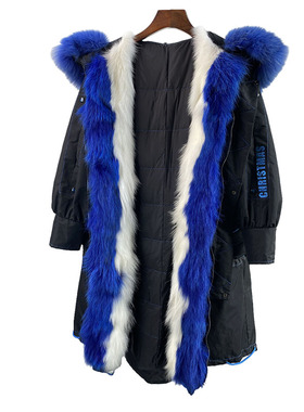 狐狸毛门襟皮草外套貉子毛领中长款白鸭绒内胆羽绒派克服女特k147