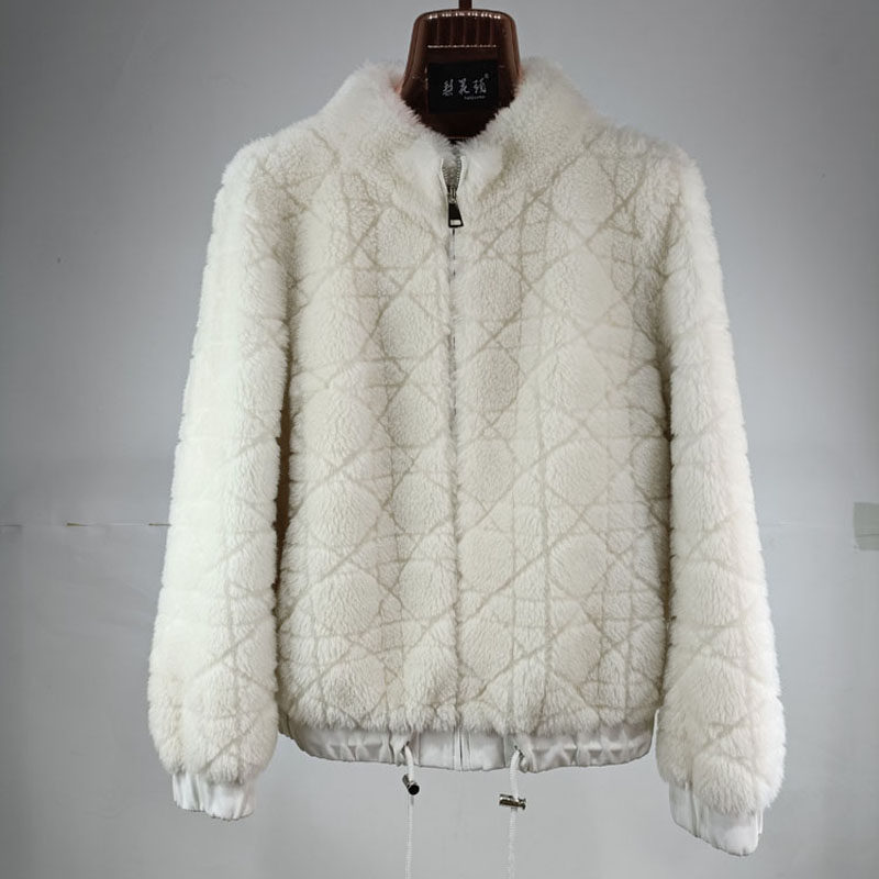 100%羊毛羊剪绒短棒球服立领外套