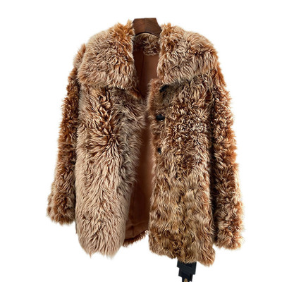 西班牙进口真毛皮草外套皮毛一体