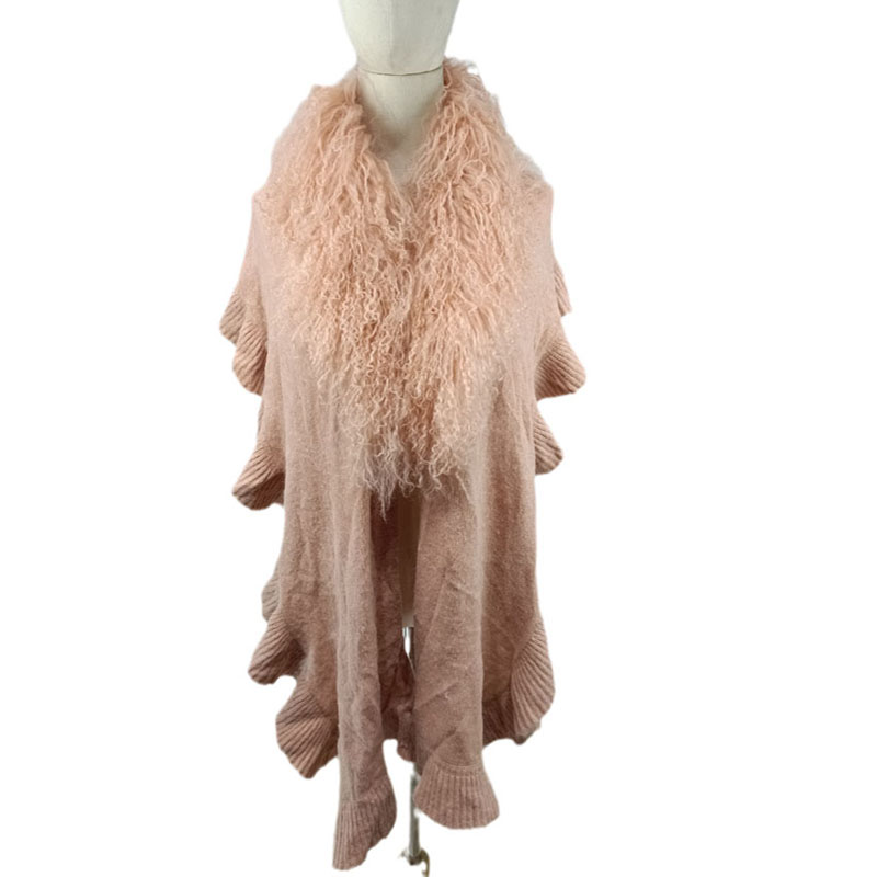 天然滩羊毛卷羊长款围巾冬季真毛大毛领皮草大披肩毛线围脖女特价