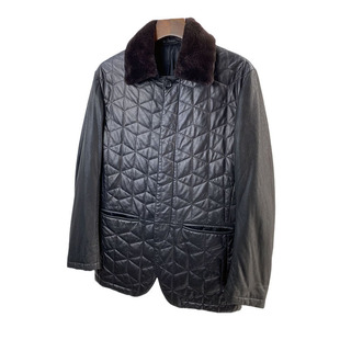 真皮皮衣男中年水貂绒毛领中长款绵羊皮羽绒外套翻领保暖冬装特价