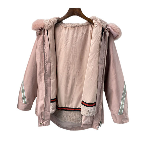 派克服女款狐狸毛领连帽皮草