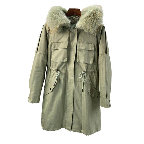 冬季加厚工装外套女中长獭兔绒