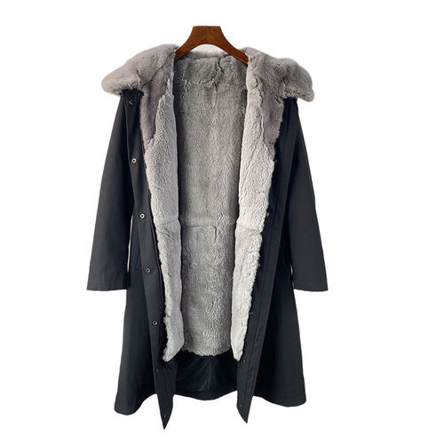 派克服中长款连帽皮草