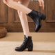 女软底新款 真皮广场舞鞋 秋冬季 舞蹈鞋 中跟跳舞鞋 连底水兵舞蹈靴子
