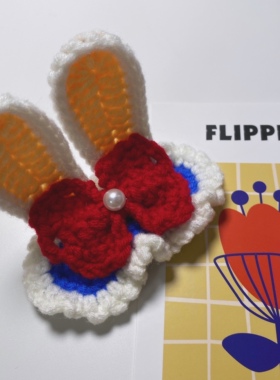 小兔乖乖系列可爱立体兔耳朵发夹儿童发饰卡通手工编织毛线发饰