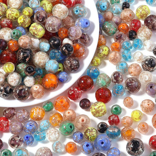 14mm有孔 夜光金沙琉璃珠手工diy饰品珠子玻璃散珠配件