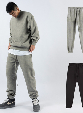 NOF studio 自主 420克宽松休闲加绒美潮系带束脚运动长裤