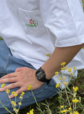 NOF studio 口袋小花字母LOGO宽松美潮印花短袖T恤 男女同款