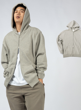 NOF studio 自主 420克秋冬宽松休闲加绒落肩双头拉链连帽卫衣