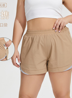 womens yoga running reflective plus size sports shorts pants