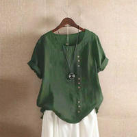 Women's top large casual loose cotton linen T-shirt thumbnail 2