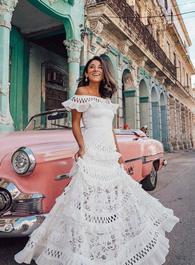 Womens ummer lace dress temperament long skirt蕾丝连衣裙长裙