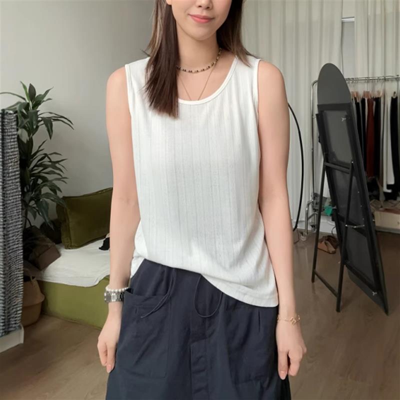 大尺码女装圆领慵懒无袖吊带背心夏季新款胖mm显瘦内搭外穿美背上