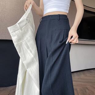 高级感冰丝阔腿裤女夏季薄款高腰显瘦百搭垂坠感宽松直筒西装裤子