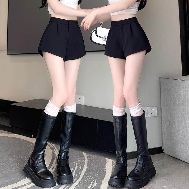黑色短裤女2026新款爆款夏季高腰小个子辣妹外穿a字阔腿休闲热裤 - 实物图