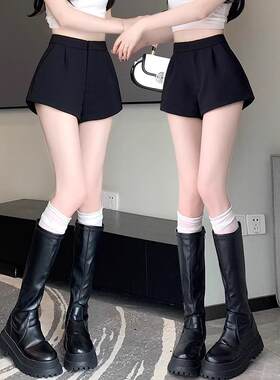 黑色短裤女2026新款爆款夏季高腰小个子辣妹外穿a字阔腿休闲热裤