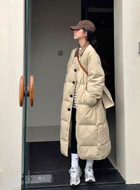 过膝长款棉衣棉服女冬季2025新款oversize宽松加厚棉袄面包服外套