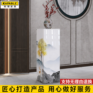 新中式室内户外庭院花架子客厅落地式岩板立柱花盆放置架边几角几