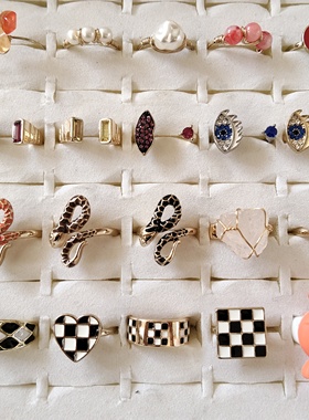 欧美时尚个性戒指女气质简约百搭学生个性镶钻滴釉指环饰品潮人25