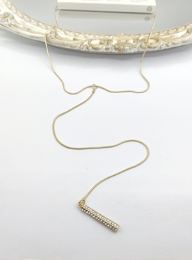 欧美时尚项链女简约镶钻几何长吊坠Y字形毛衣链百搭学生潮气质B75