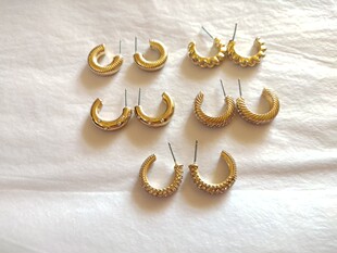 气质简约镶嵌小耳圈耳钉时尚日韩饰品百搭女生质感简约金属耳环80